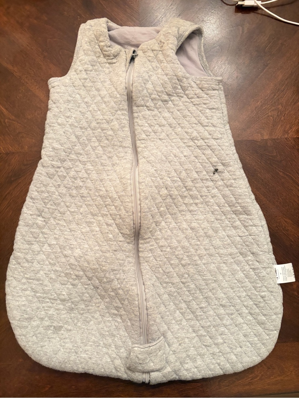 Light Gray Quilted Kids Sleep Sack - Cozy Zip Front Pajama